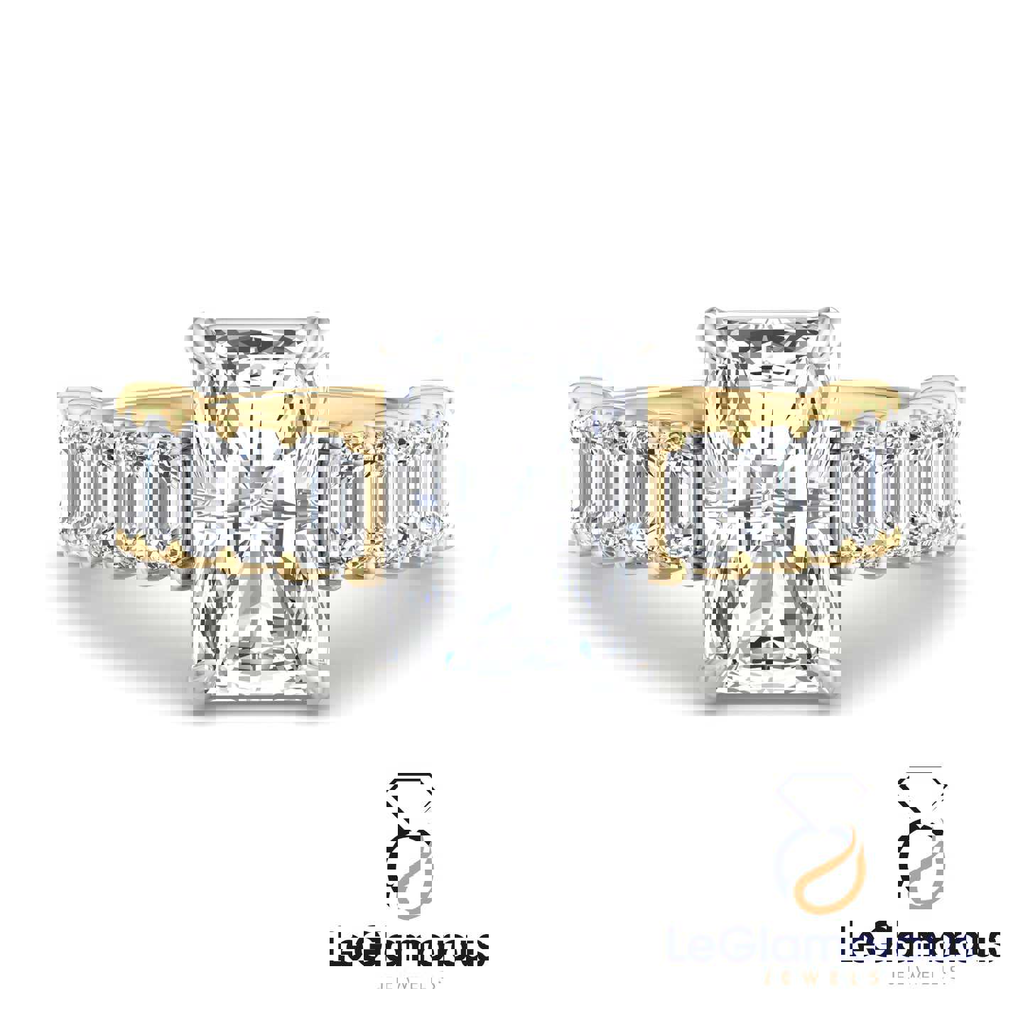 Radiant Cut Lab Grown Diamond Pave Engagement Ring - IGI Certified