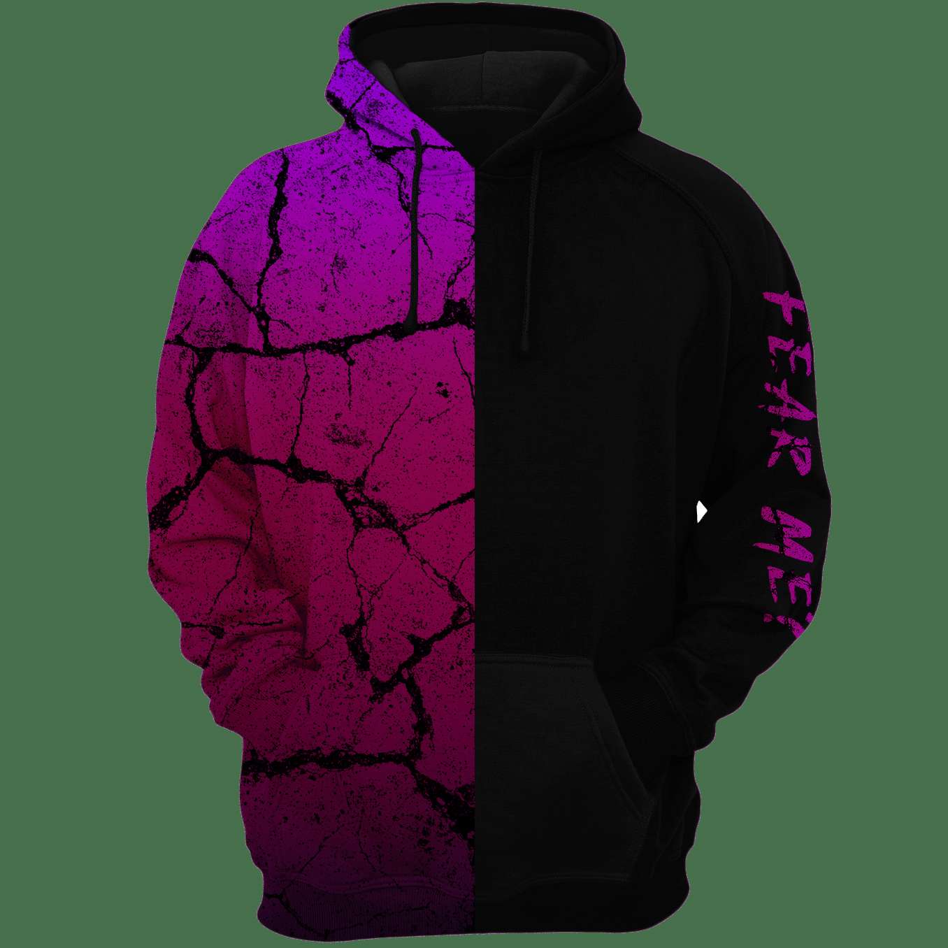 Halloween Face Hoodie - Unique Gradient Purple & Black Design
