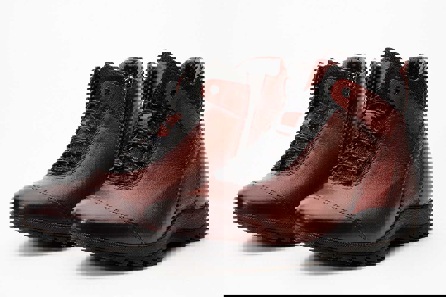 Houston Leather Burgundy Lace-Up Casual Men Boot with Zipper