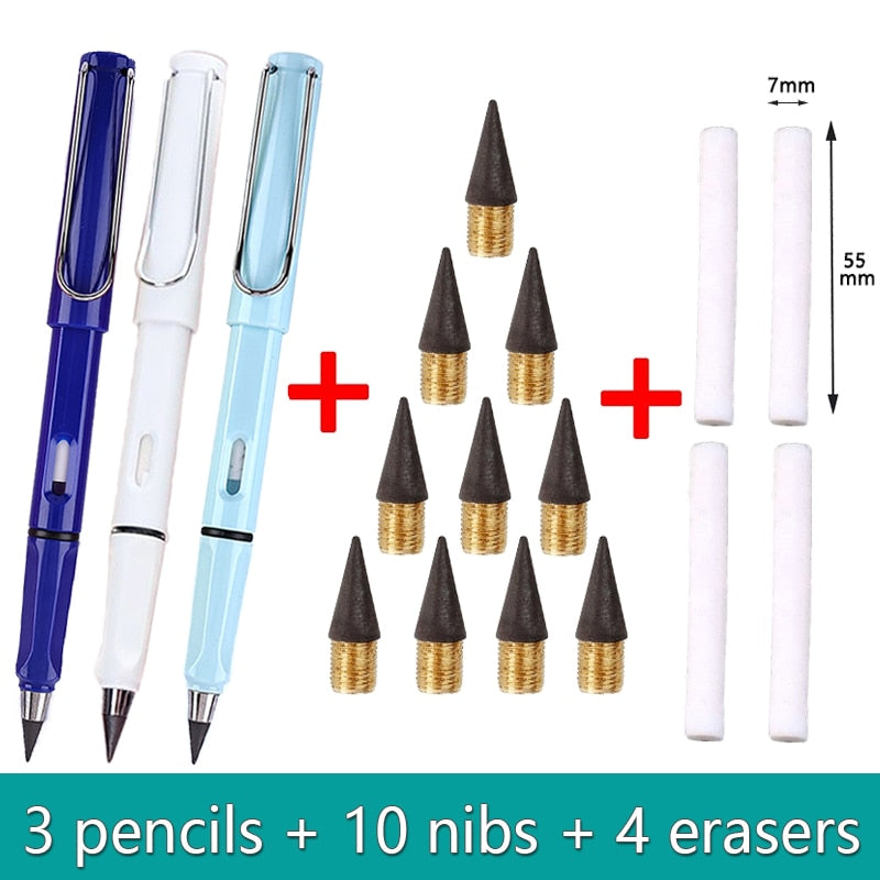 17pcs/Set Infinity Pencils - No Sharpening, No Ink, Kawaii Unlimited Writing Pens for School and Art