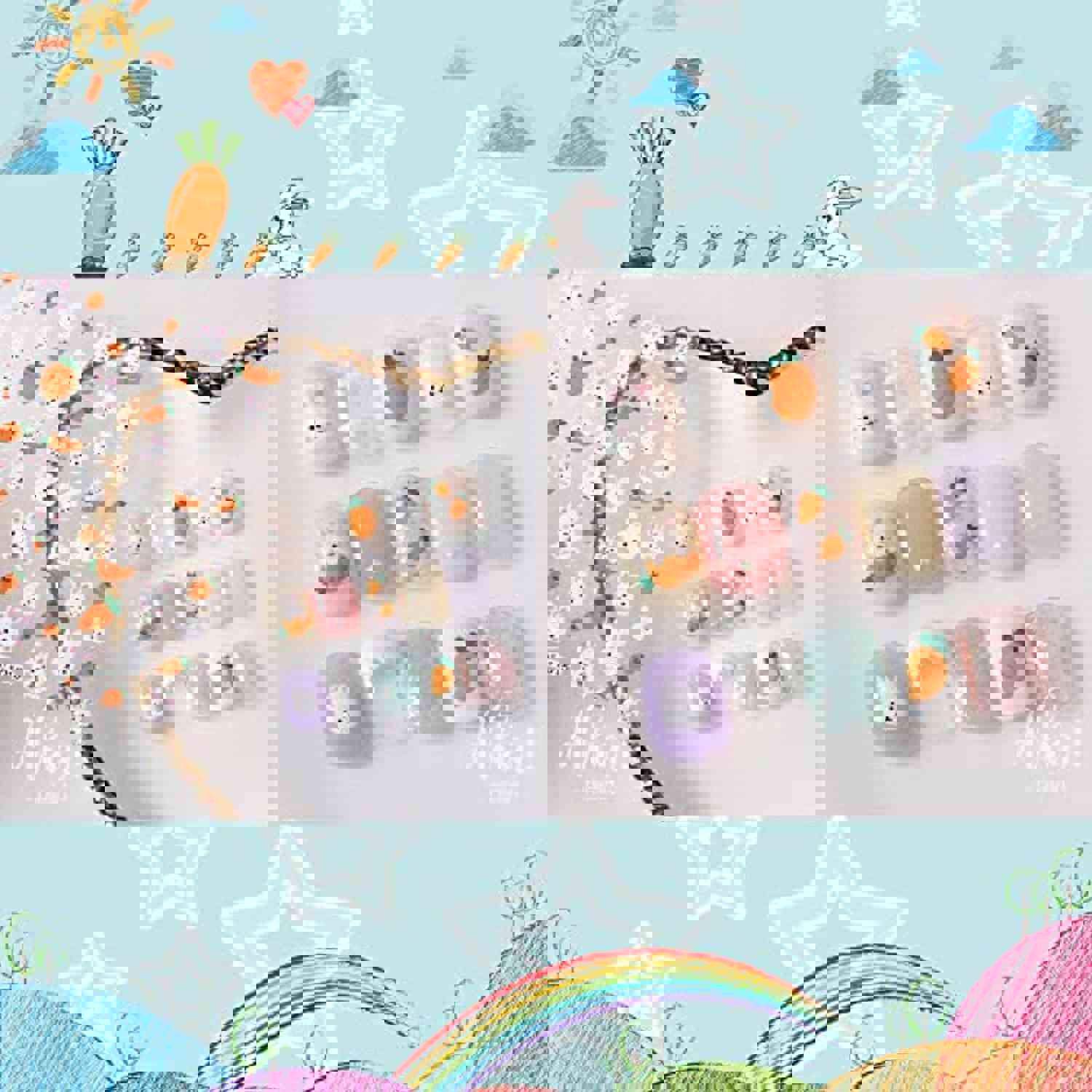 ACDE 5 Sheets Cute Cartoon Nail Art Stickers for Women, Girls, and Kids