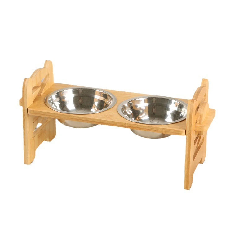 Adjustable Bamboo Pet Feeder for Health & Comfort
