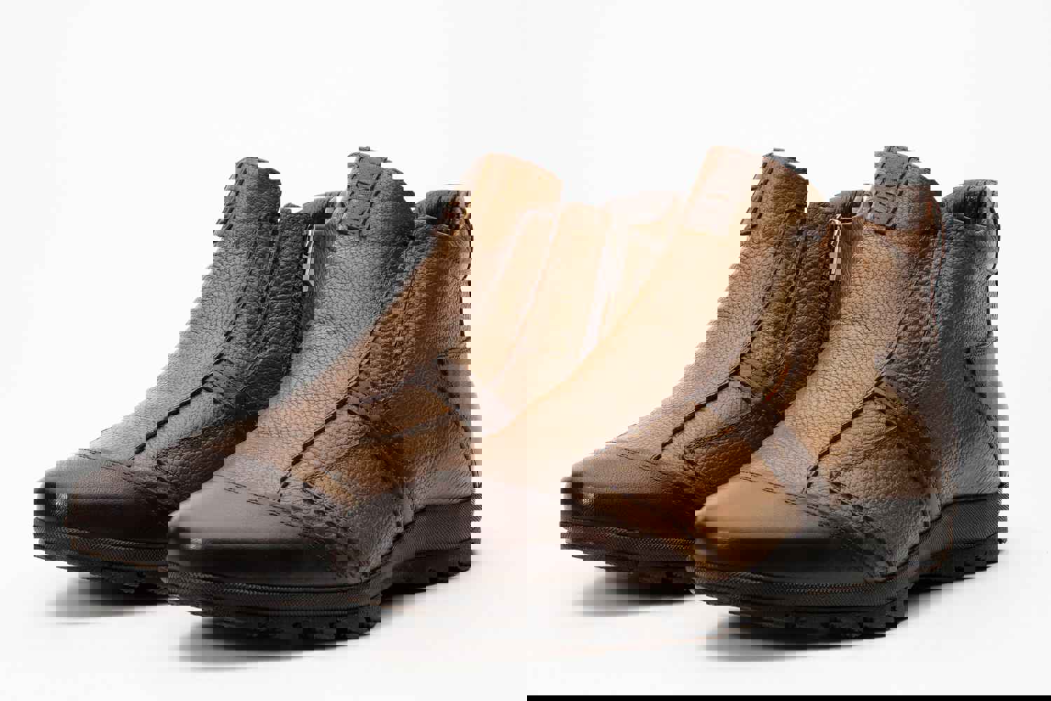 Montreal Classic Brown Leather Casual Zip-Up Ankle Boot for Men