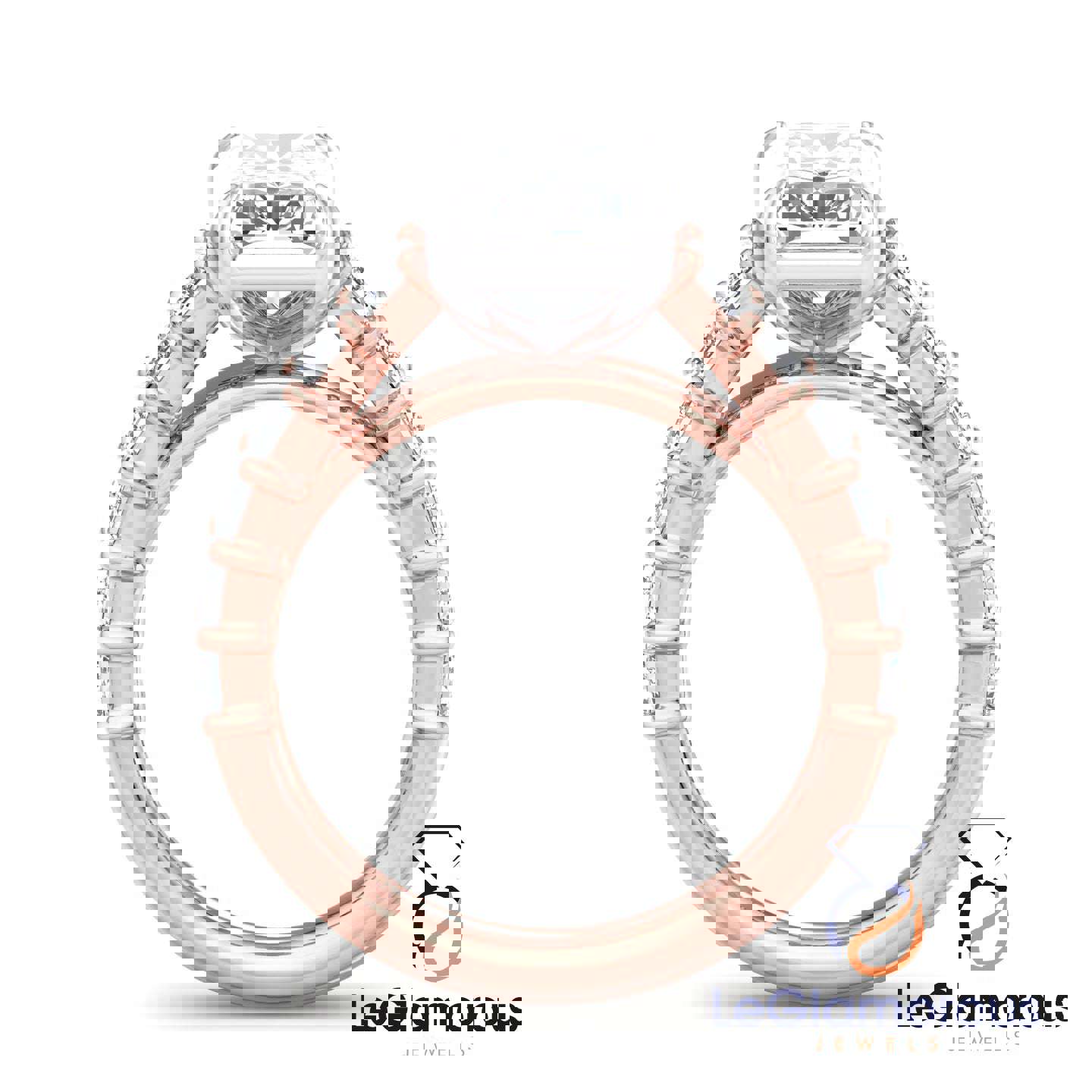 Radiant Cut Lab Grown Diamond Pave Engagement Ring - IGI Certified