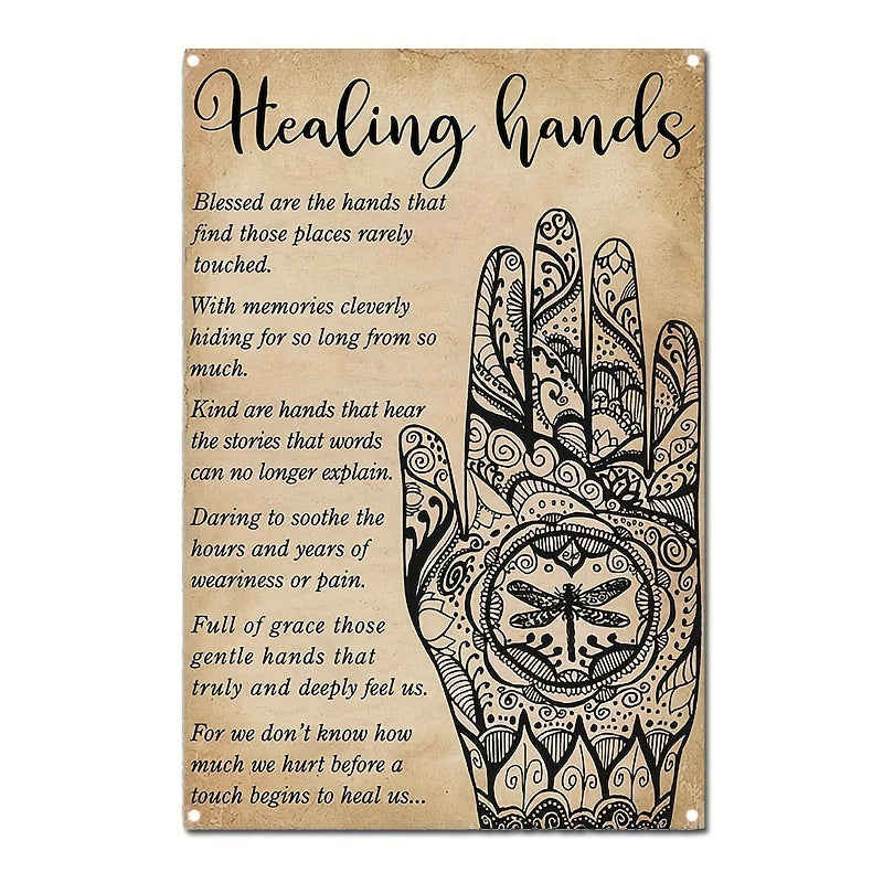 1pc Retro Thick Metal Tin Sign - Hands Massage Therapist Poster Wall Decoration for Home, Cafe, Bar, and More