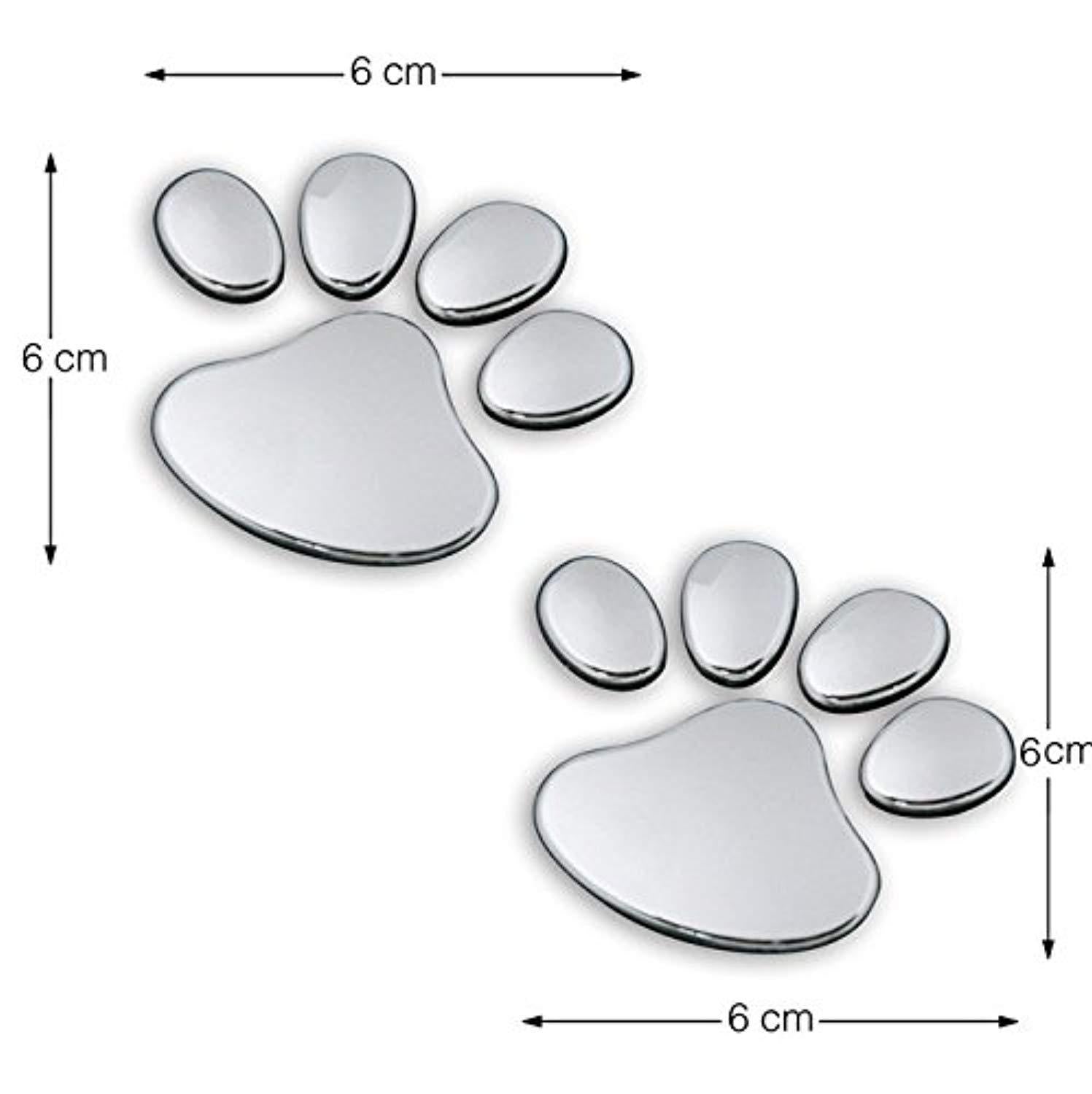 3D Chrome Dog Footprints Pet Paw Car Emblem Decal Sticker