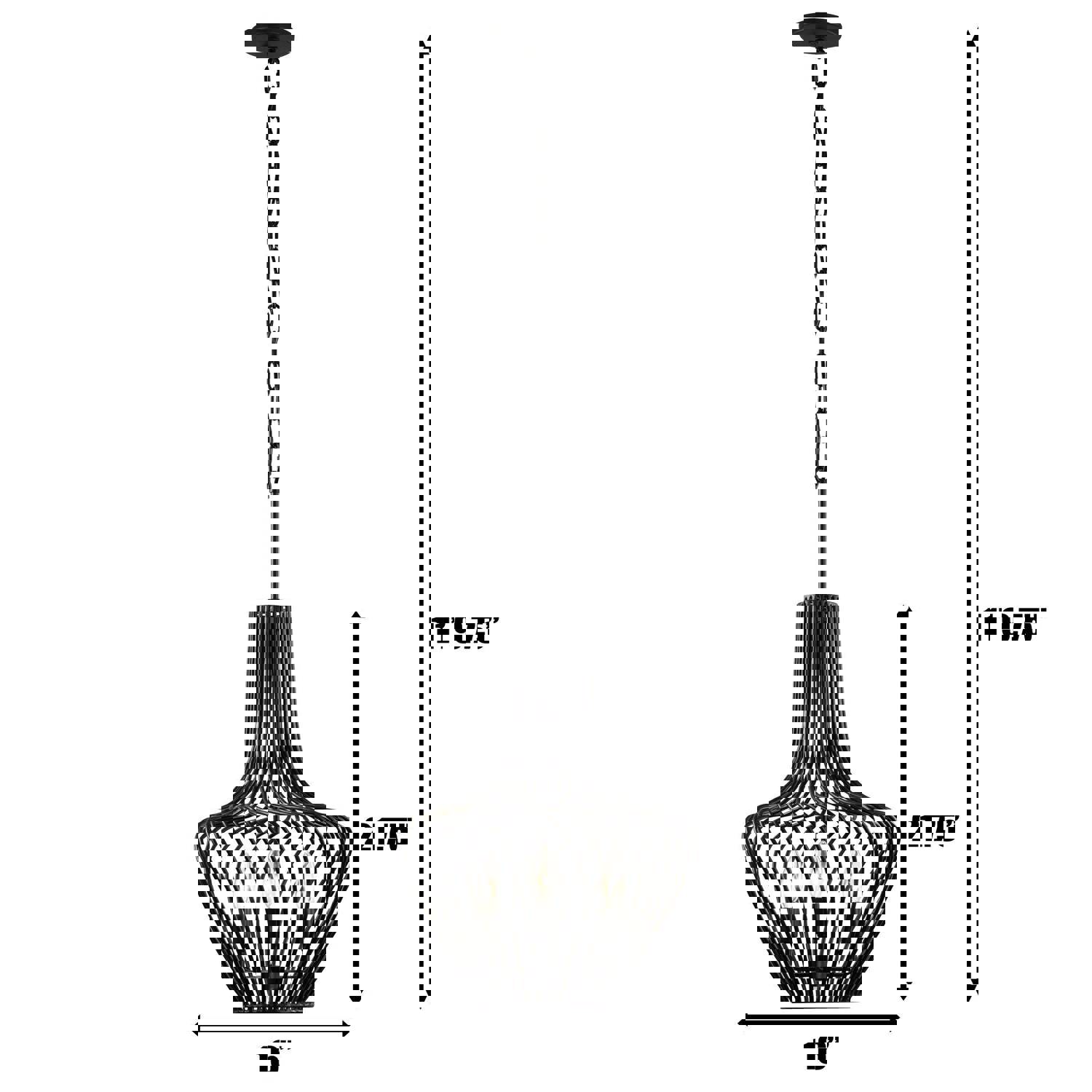 Elsa 3-Lt Genie Bottle Pendant - Black