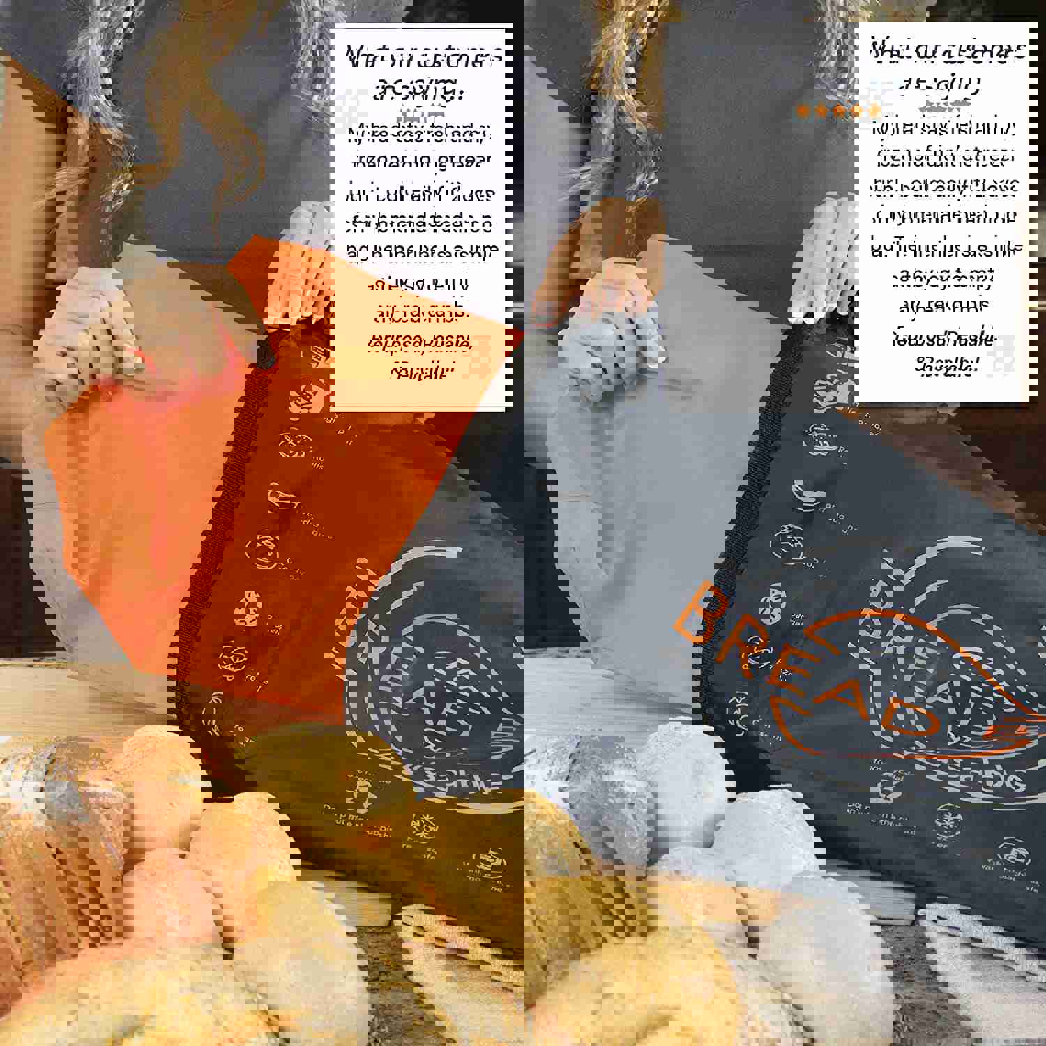 Linen Bread Bag - Reusable Freezer Bag for Homemade Bread