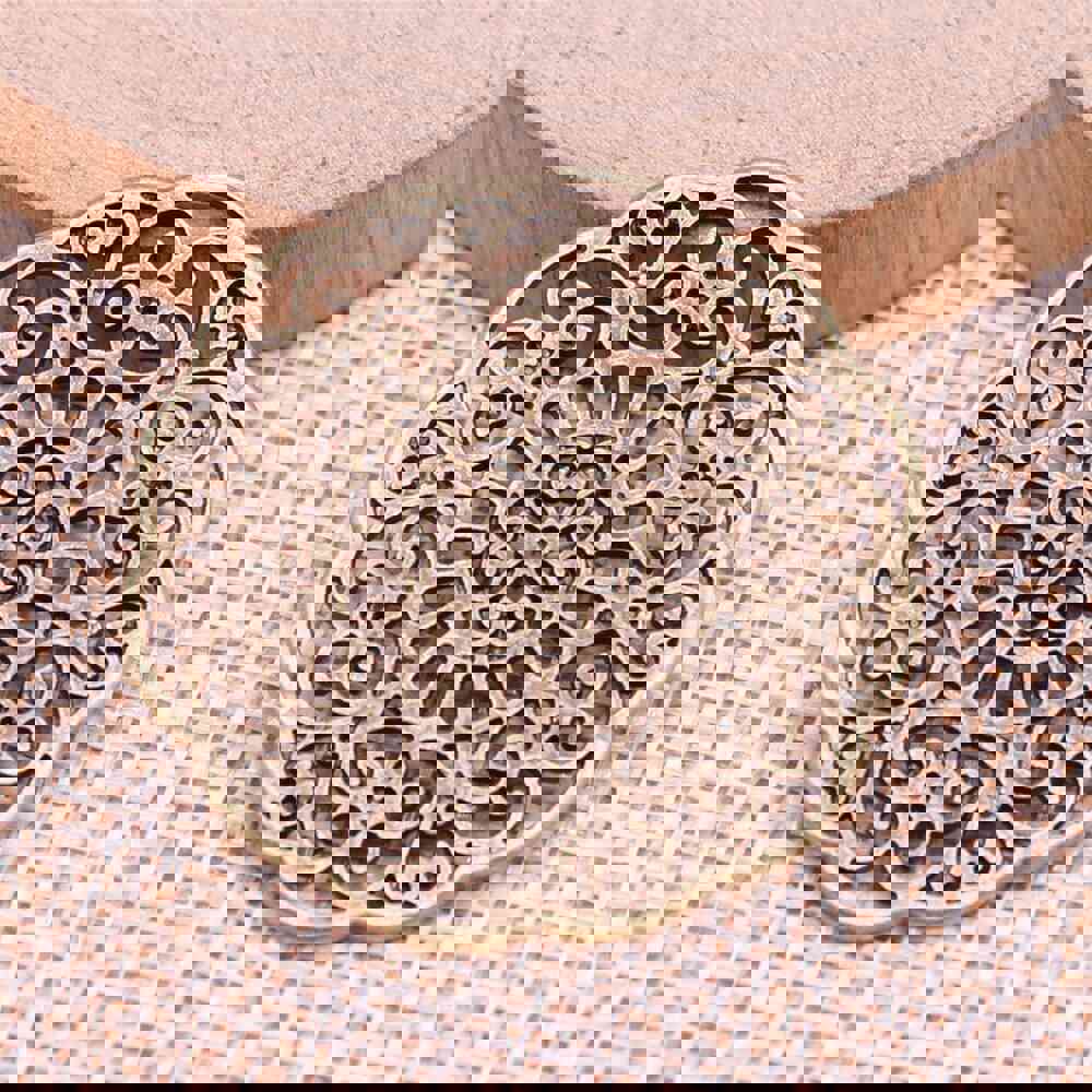 5pcs Antique Silver Hollow Flower Charms for DIY Jewelry Making