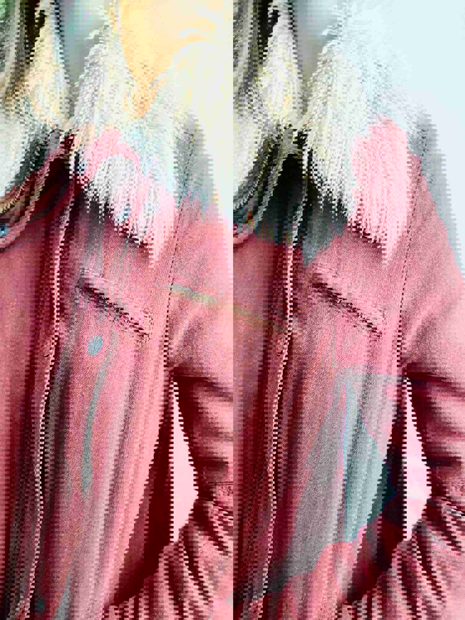 Vintage Burgundy Winter Jacket with Faux Fur