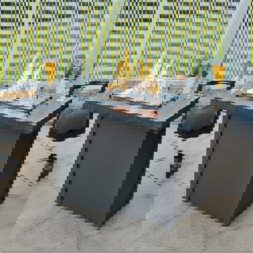 Outdoor Greatroom - Driftwood Havenwood Rectangular Gas Fire Pit Table with White Base