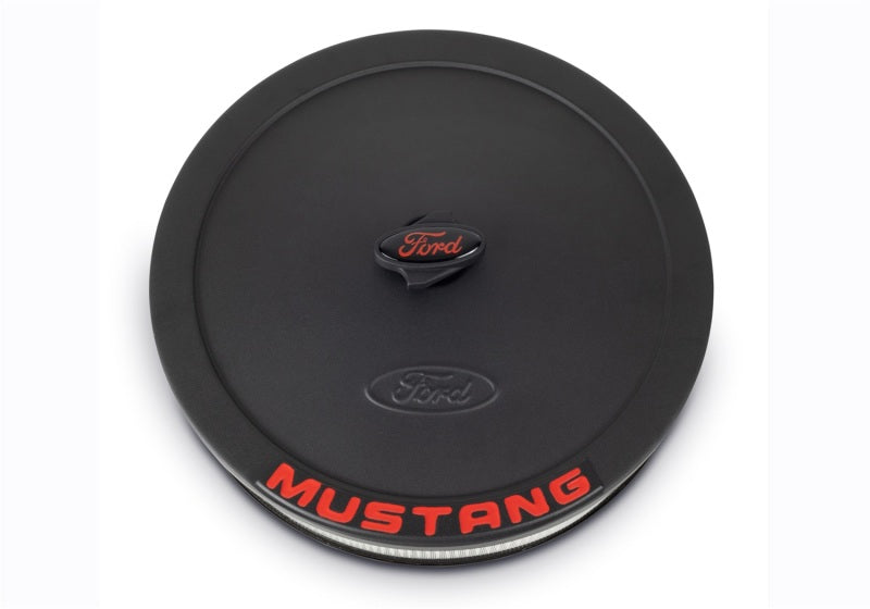 Ford Racing Air Cleaner Kit - Black Crinkle Finish with Red Mustang Emblem