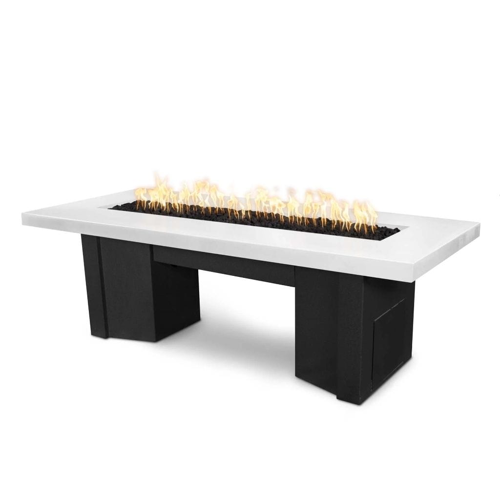 The Outdoor Plus 60 Alameda GFRC Smooth Concrete Top Rectangle Liquid Propane Fire Pit Table - 110V Electronic