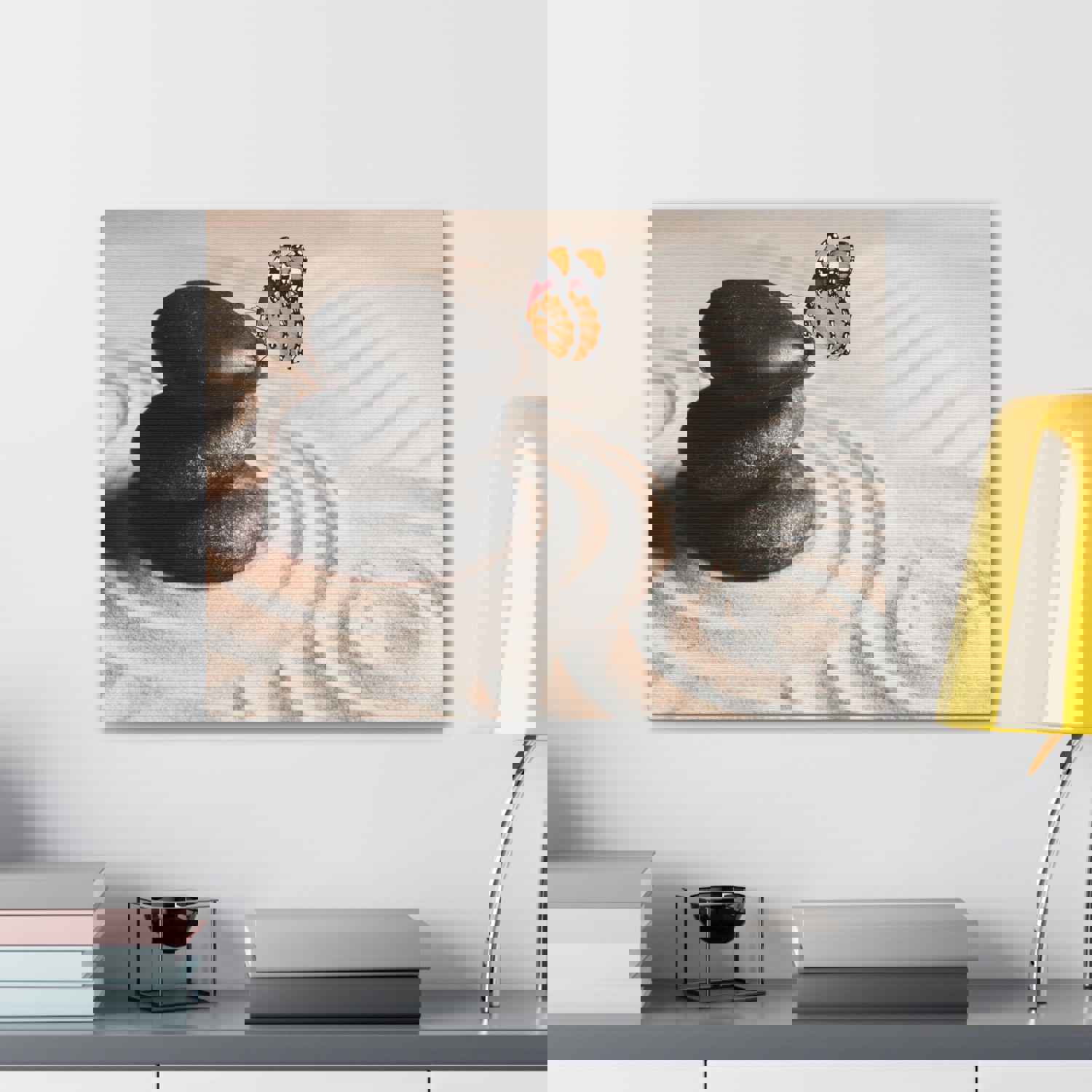 Stones on Sand Forest Floral Nature Photography Canvas Wall Art