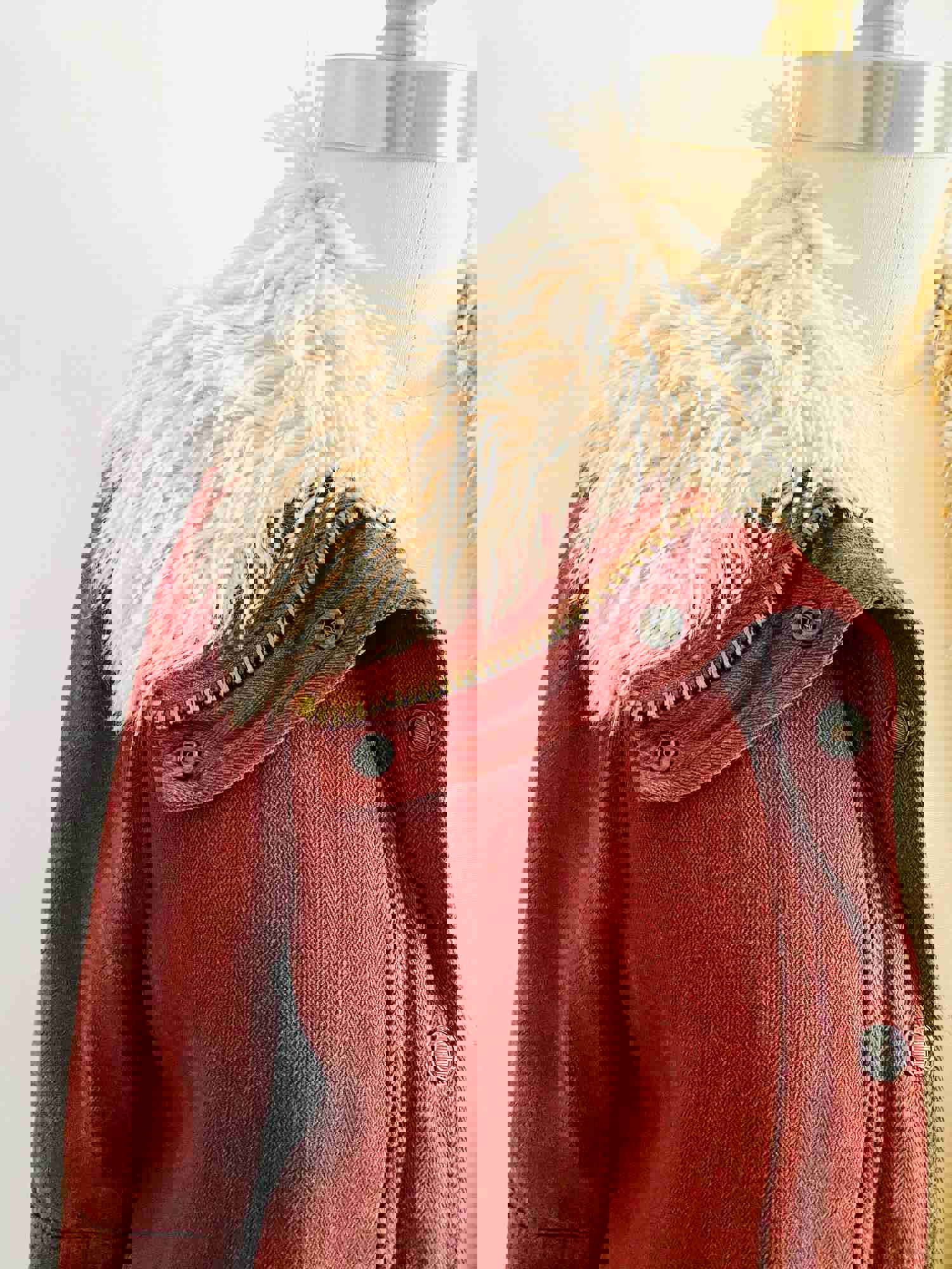 Vintage Burgundy Winter Jacket with Faux Fur