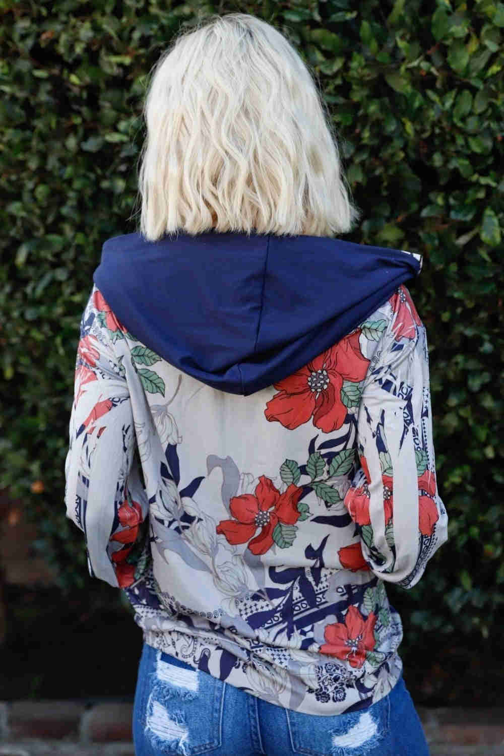 Colorful Floral Zip Up Hoodie