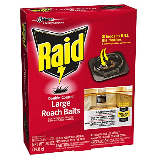 Raid Double Control Large Roach Baits - Indoor Use, 8 Count (Pack of 6), Kills Roaches for 3 Months