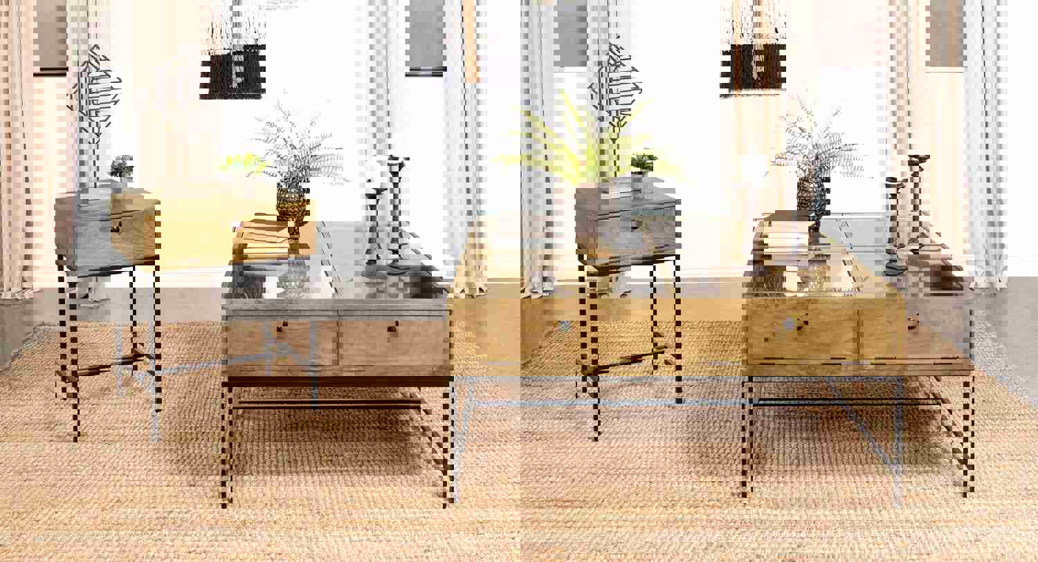 Stephie 1-drawer Rectangular End Table in Honey Brown