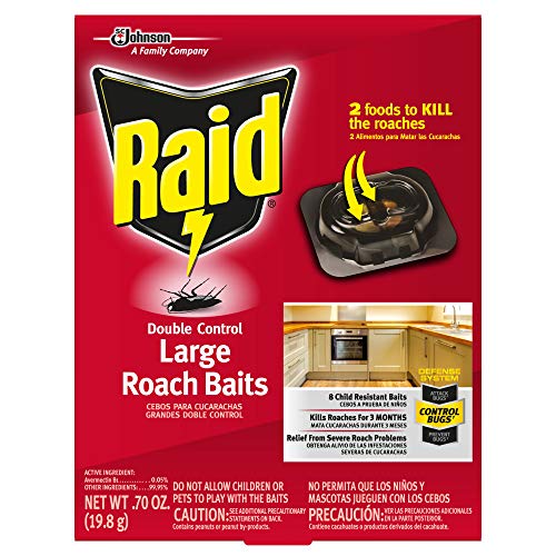 Raid Double Control Large Roach Baits - Indoor Use, 8 Count (Pack of 6), Kills Roaches for 3 Months