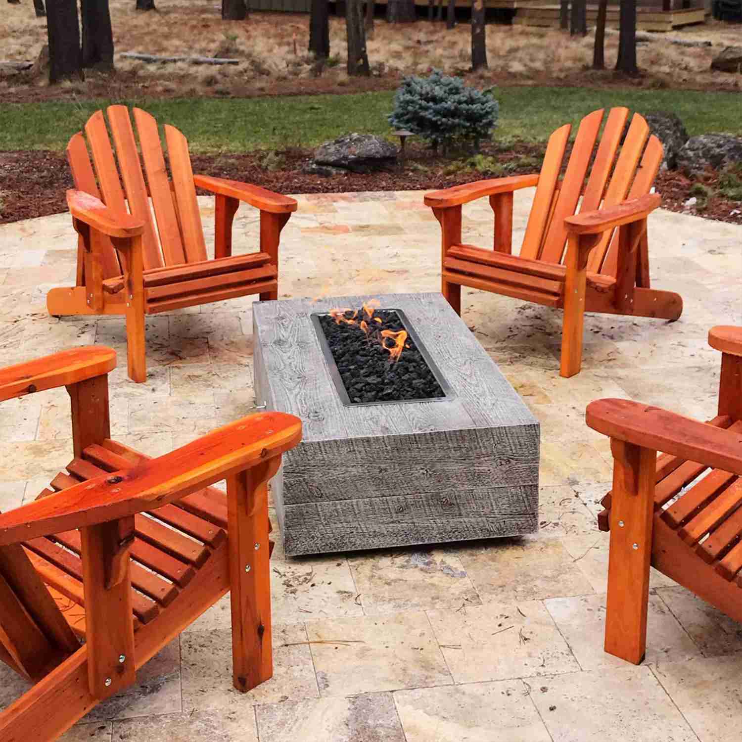 The Outdoor Plus 96 Coronado Wood Grain Concrete Gas Fire Pit