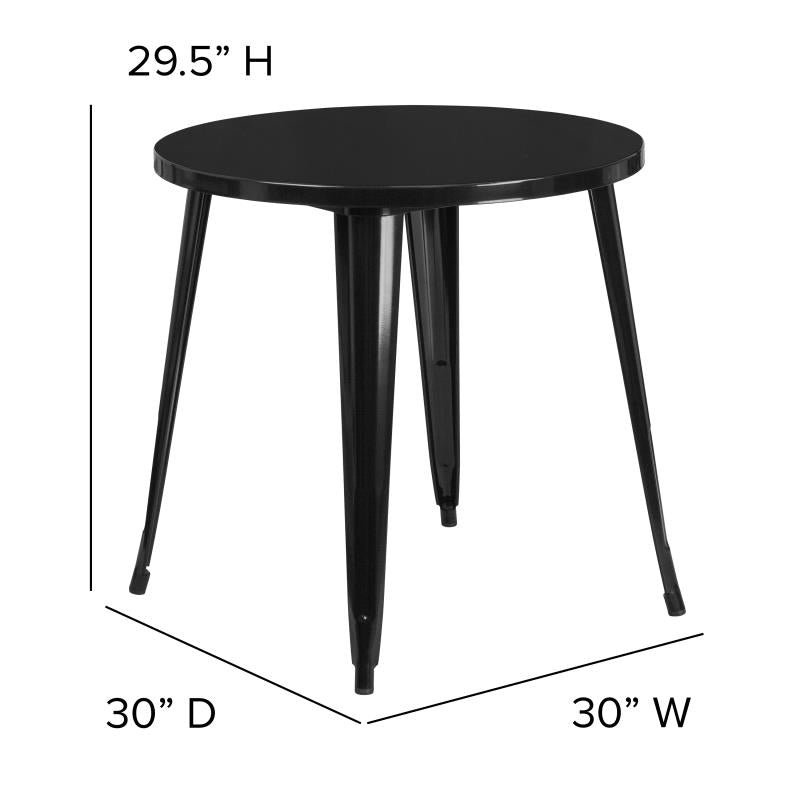 CH-51090-29 Flash Furniture Jeffrey Commercial Grade 30 Round Black Metal Indoor-Outdoor Table