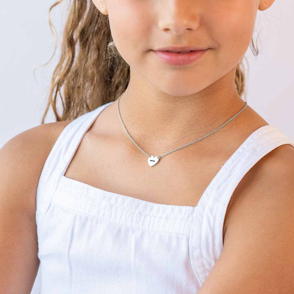 Custom Text Heart Matching Necklace Personalized Silver Name Necklace Jewelry Design for Mother's Day Gift