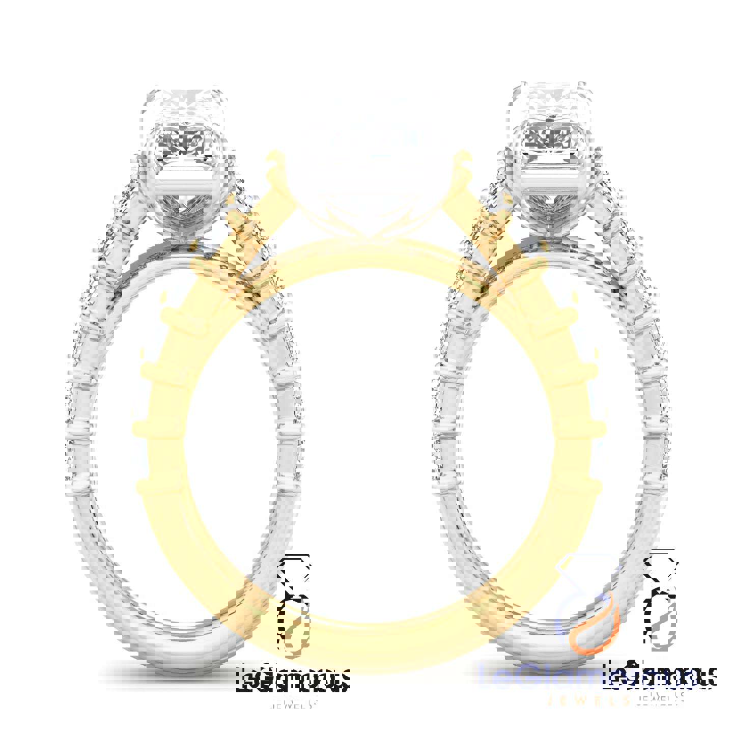 Radiant Cut Lab Grown Diamond Pave Engagement Ring - IGI Certified