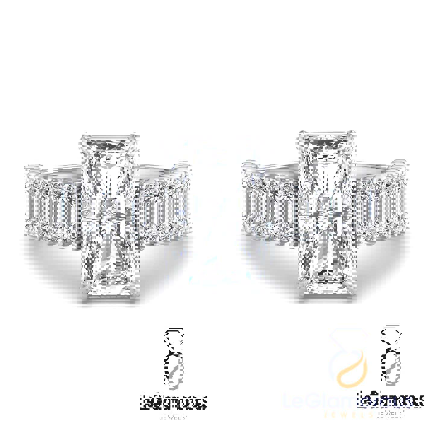 Radiant Cut Lab Grown Diamond Pave Engagement Ring - IGI Certified