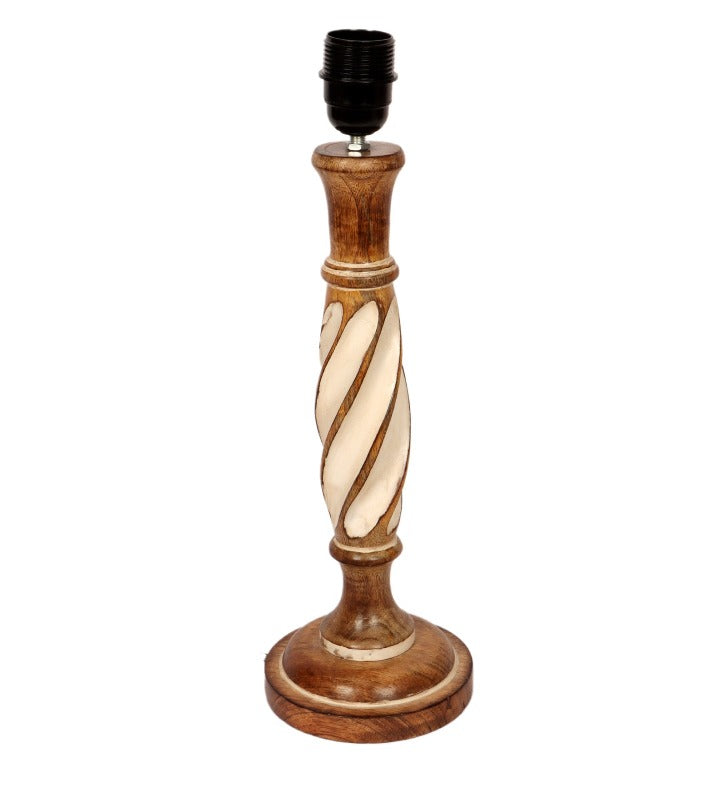BTR CRAFTS Twister Wooden Table Lamp (Bulb not Included)