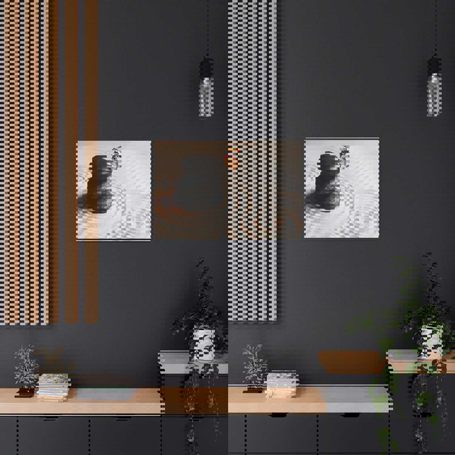 Stones on Sand Forest Floral Nature Photography Canvas Wall Art