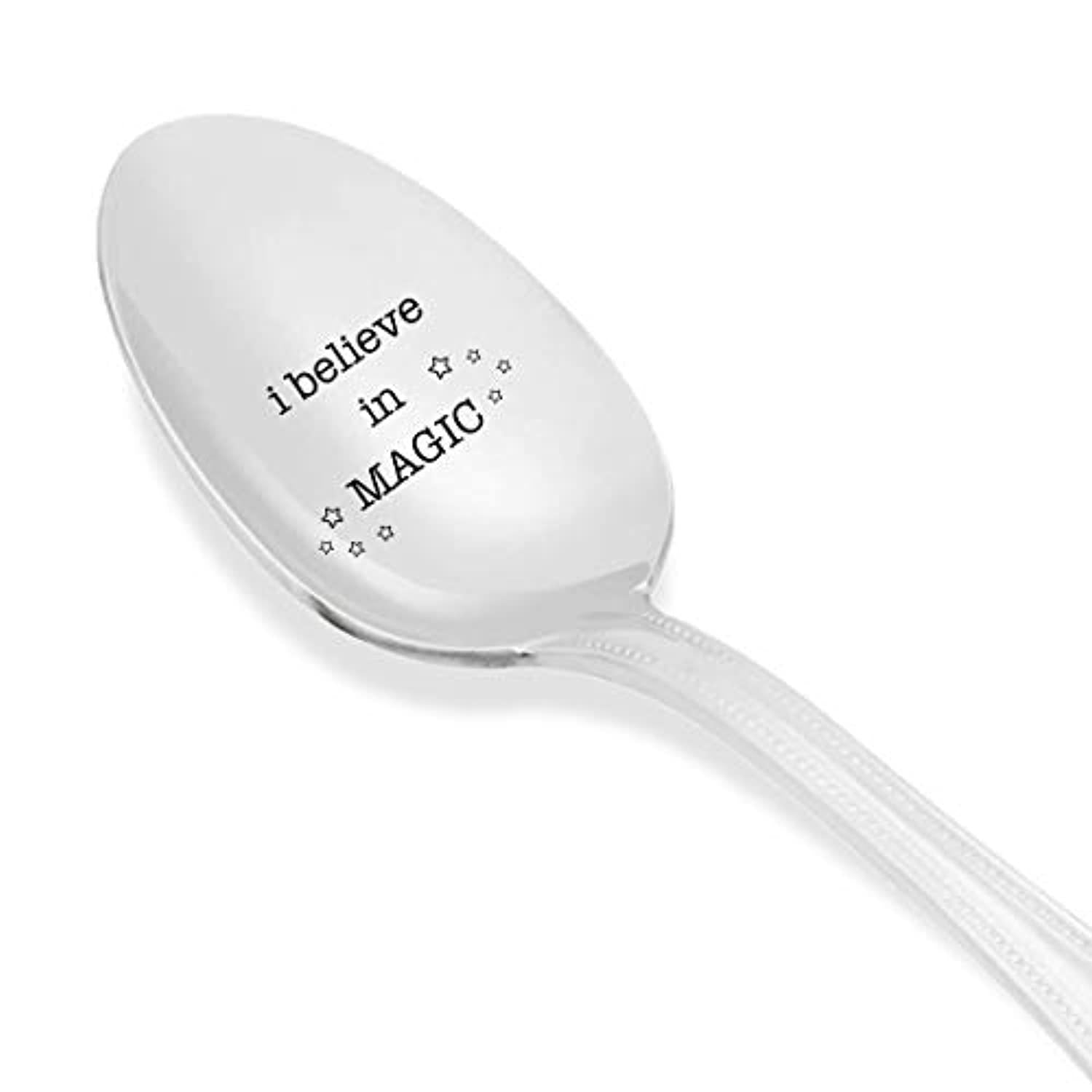 I Believe In Magic Engraved Stainless Steel Espresso Spoon - Best Token of Love Gift for Friends, Couples, Valentine's, Birthday, Anniversary, and Special Occasions