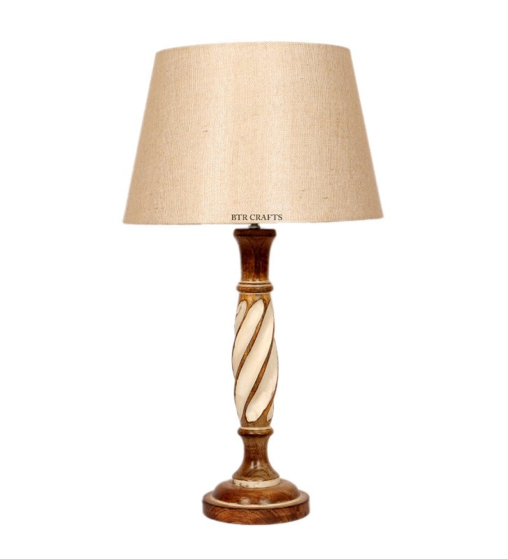 BTR CRAFTS Twister Wooden Table Lamp (Bulb not Included)