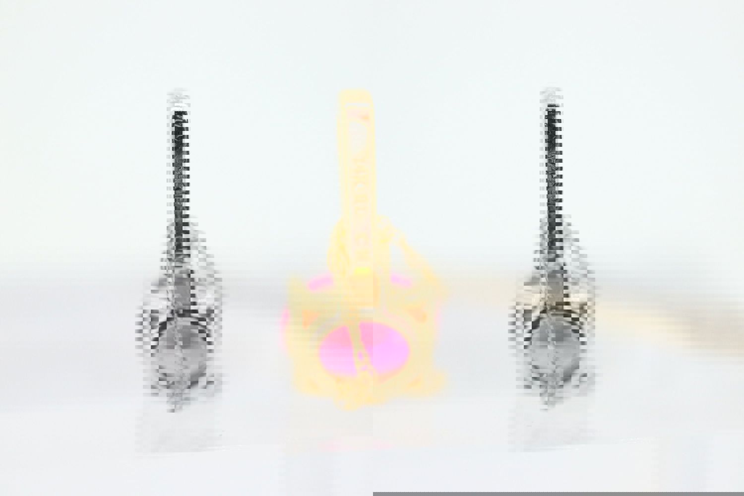 14k Pink and Green Tourmaline Solitaire Pendant Necklace