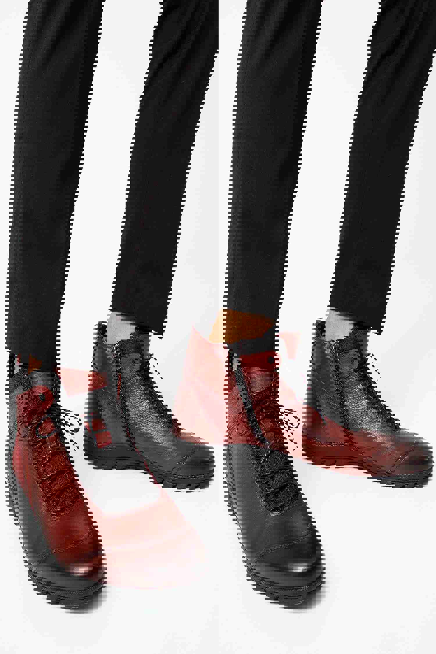 Houston Leather Burgundy Lace-Up Casual Men Boot with Zipper