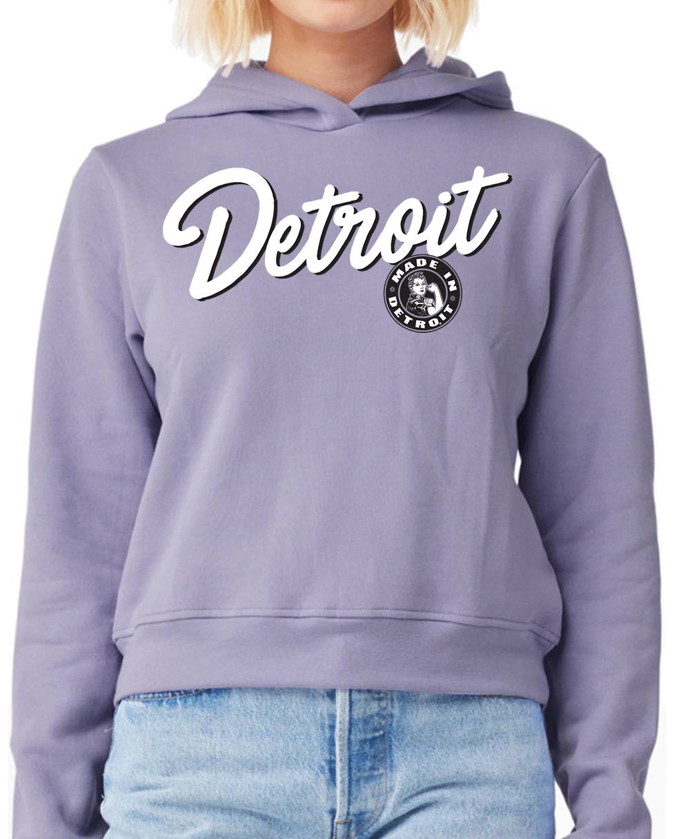 DETROIT SCRIPT ROSIE Hoodie - Bella + Canvas Ladies Classic Pullover Hooded Sweatshirt