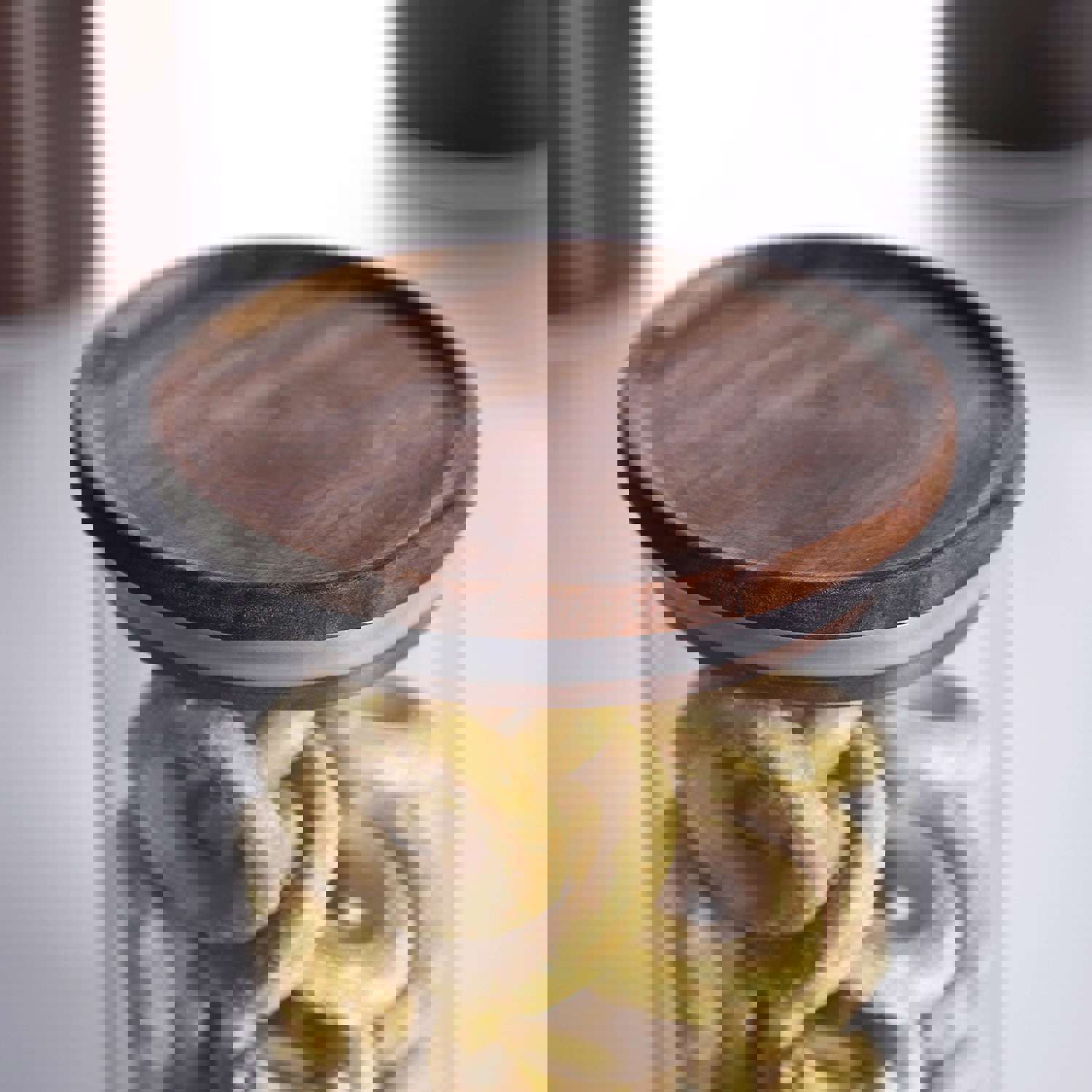 KKC Glass Airtight Food Storage Jar Containers with Wooden Lids, 25 FLoz (750 ML), Pack of 4