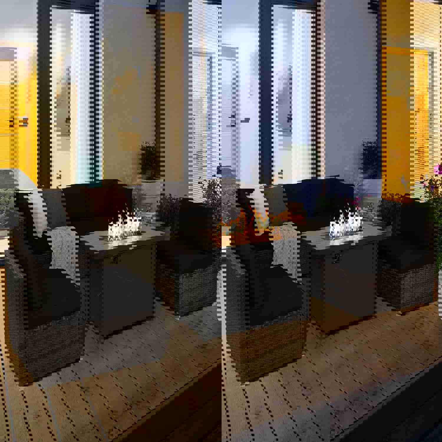 Tangkula 7-Piece Patio Furniture Set with 42" Fire Pit Table (60,000 BTU)