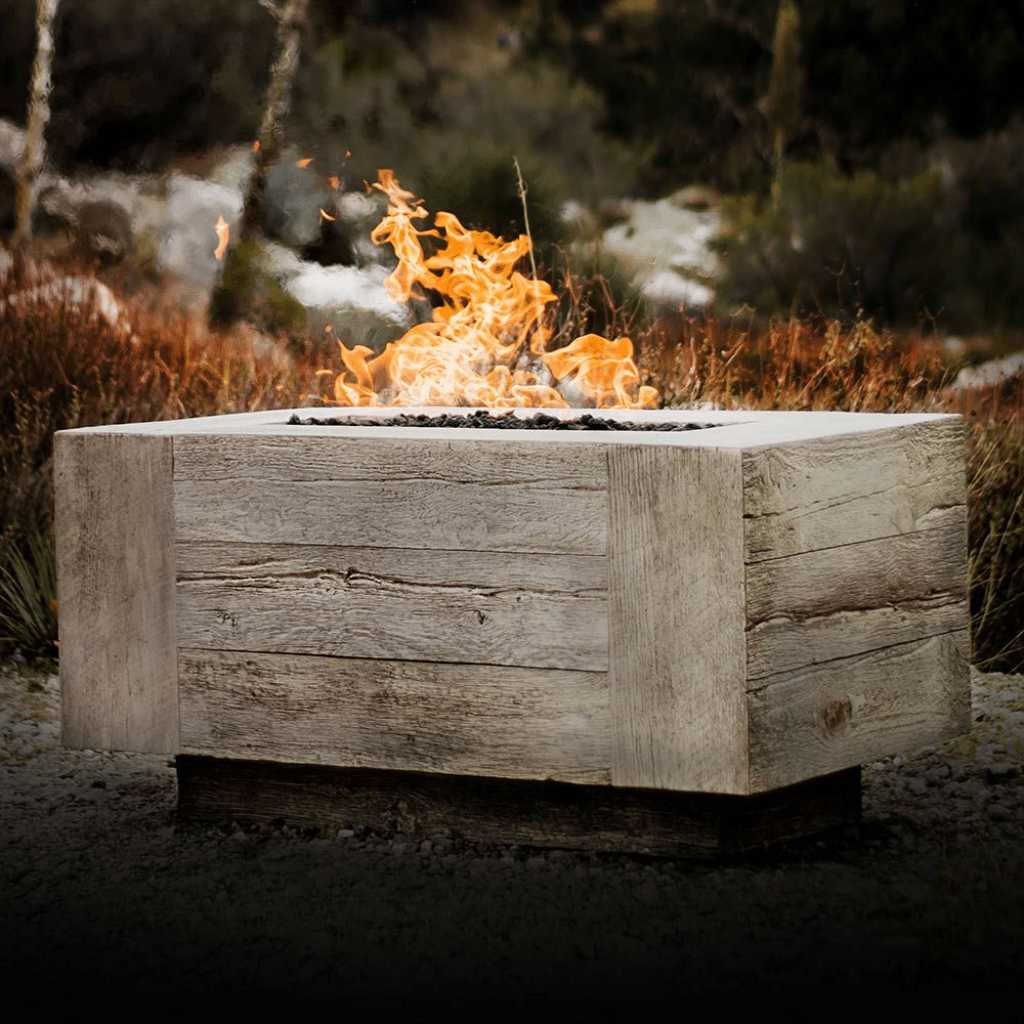 The Outdoor Plus 84 Catalina GFRC Wood Grain Concrete Rectangle Gas Fire Pit