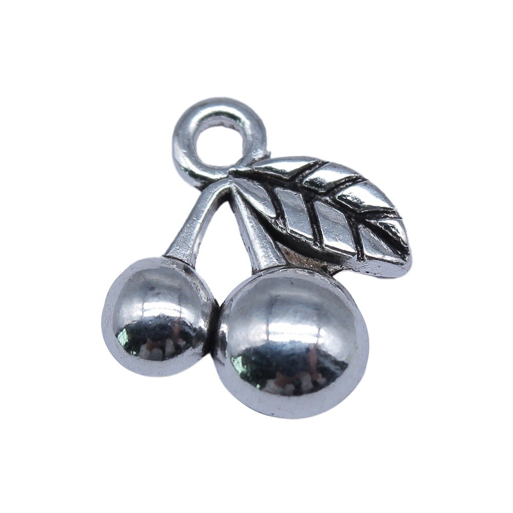 WYSIWYG 20pcs Antique Silver Cherry Charms Pendant for DIY Jewelry Making