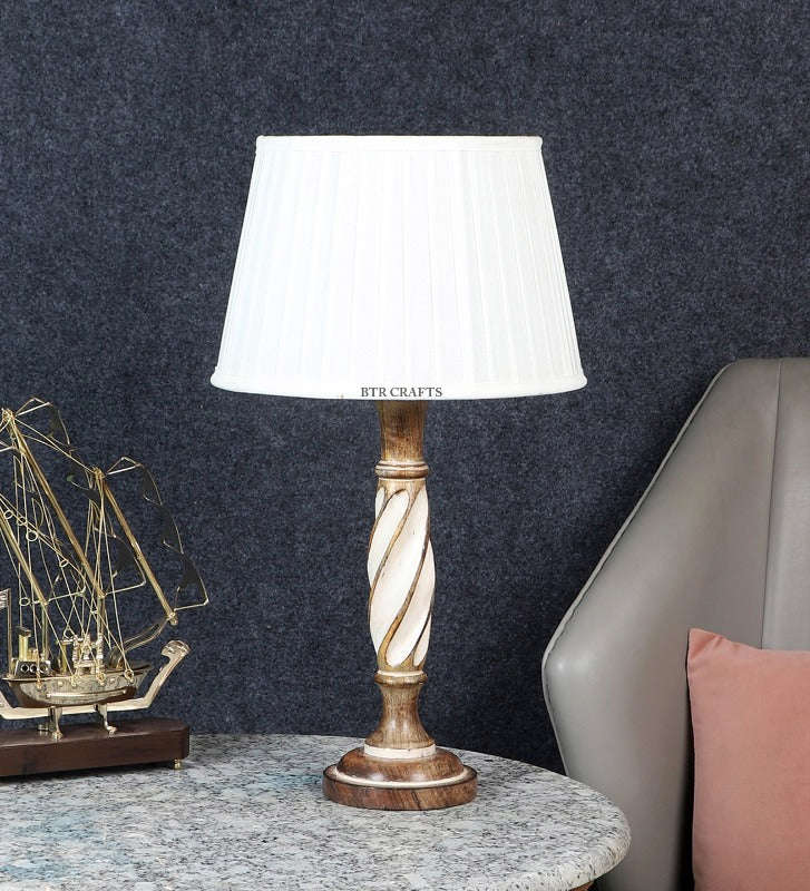 BTR CRAFTS Twister Wooden Table Lamp (Bulb not Included)