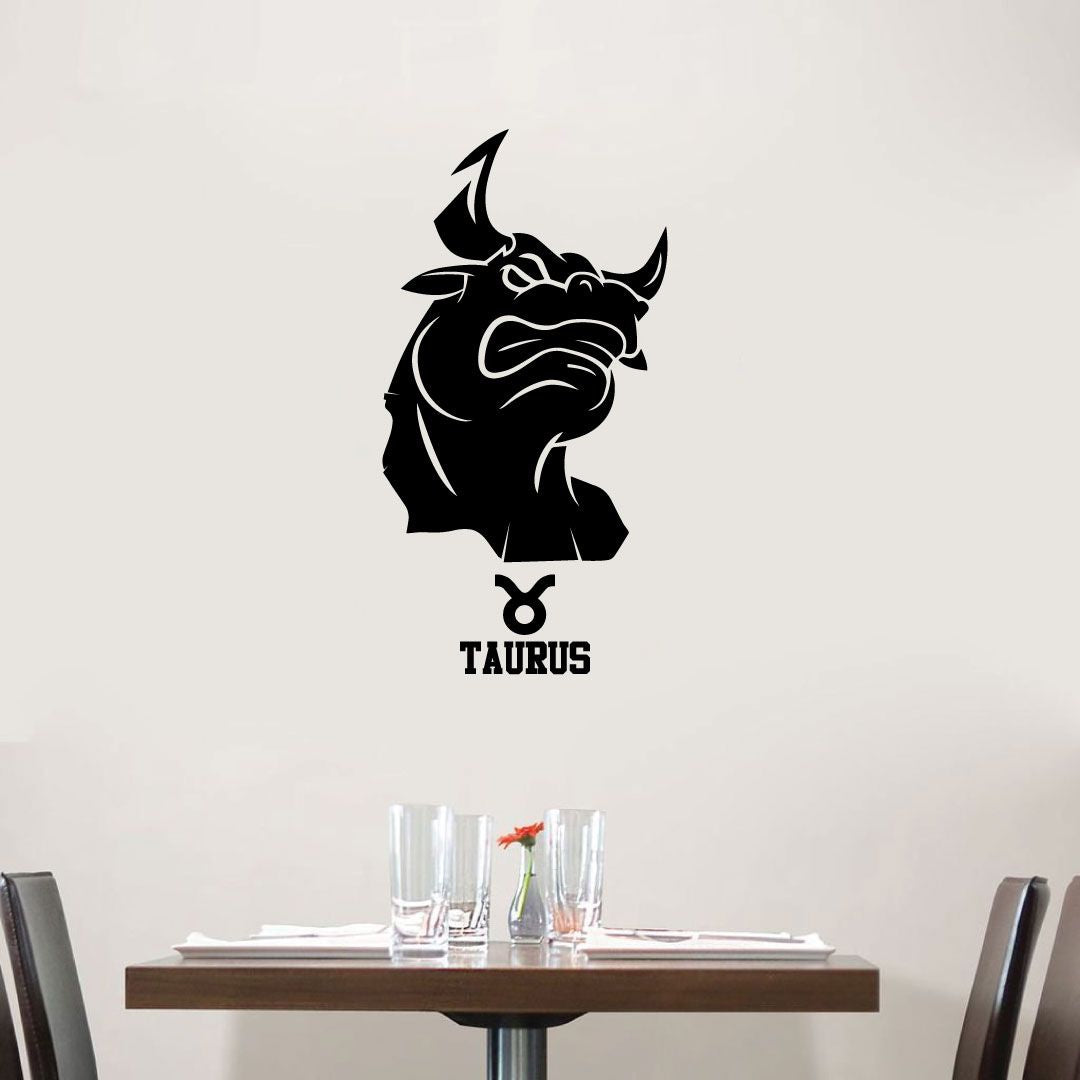Horoscope Vinyl Wall Art Sticker Decal - Taurus Bull Tough Emblem Symbol