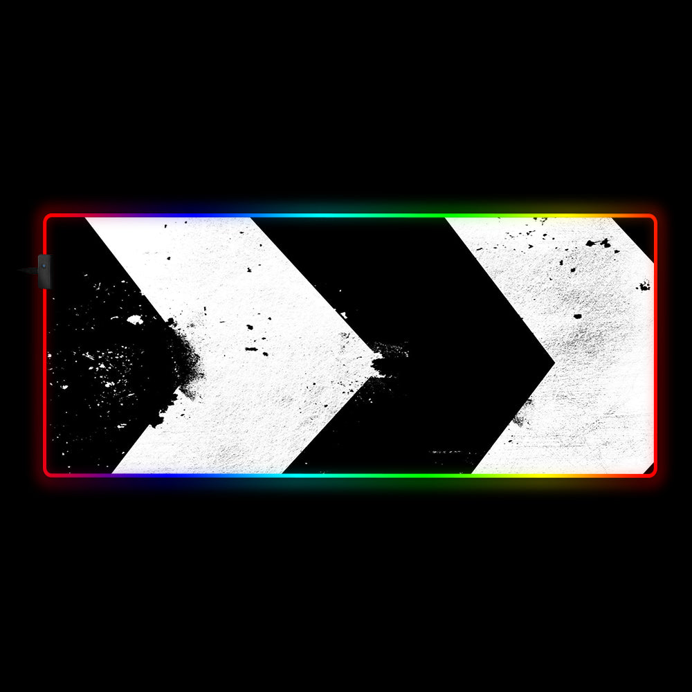 Black & White Arrow Design RGB Gaming Mouse Pad with LED Lights, Large Size for Gamers