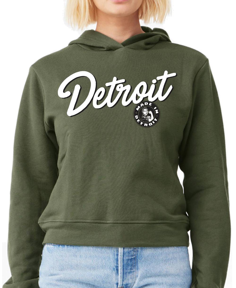 DETROIT SCRIPT ROSIE Hoodie - Bella + Canvas Ladies Classic Pullover Hooded Sweatshirt
