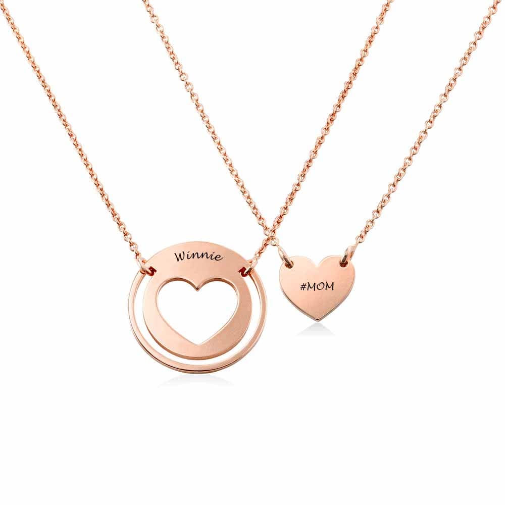 Custom Text Heart Matching Necklace Personalized Silver Name Necklace Jewelry Design for Mother's Day Gift