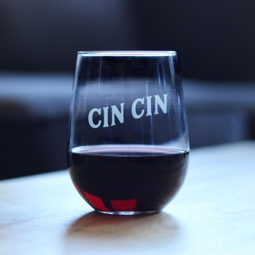 Cin Cin - Italian Cheers - Stemless Wine Glass - Cute Italy Themed Gift for Women and Men - Large 17oz