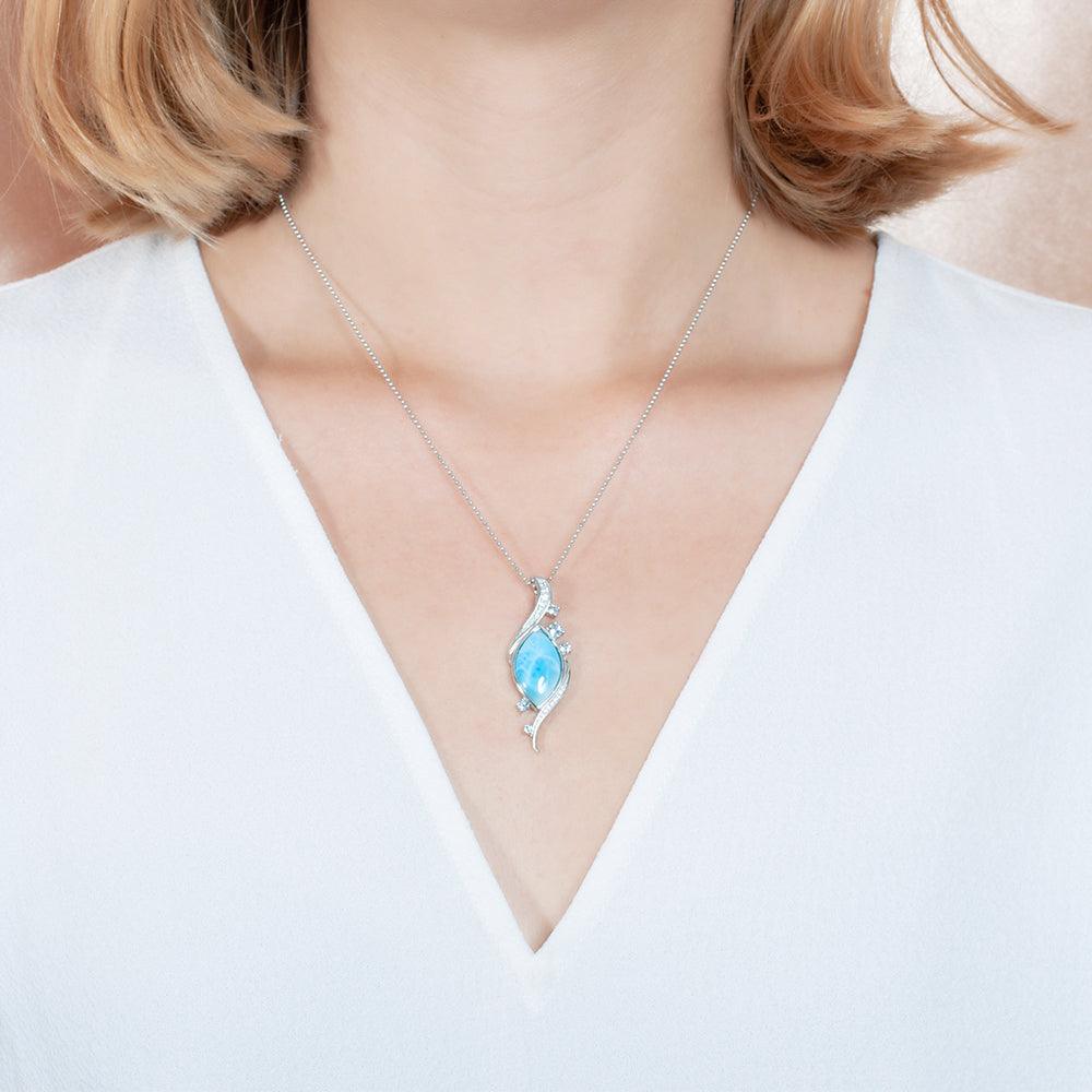 Larimar Glimmer Pendant - 925 Sterling Silver with Gemstones