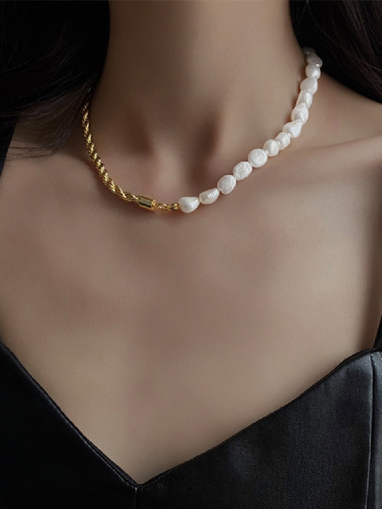 Vintage Baroque Irregular Pearl Pendant Necklace - Japanese & Korean Fashion Women's Jewelry