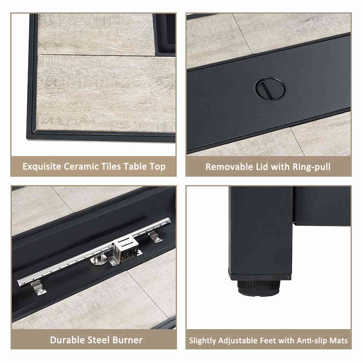 Tangkula 7-Piece Patio Furniture Set with 42" Fire Pit Table (60,000 BTU)