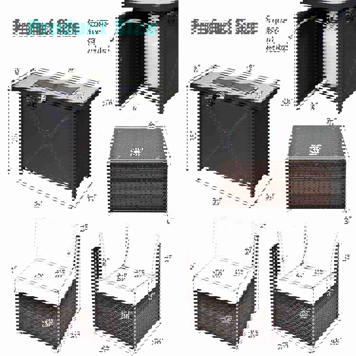 Tangkula 7-Piece Patio Furniture Set with 42" Fire Pit Table (60,000 BTU)