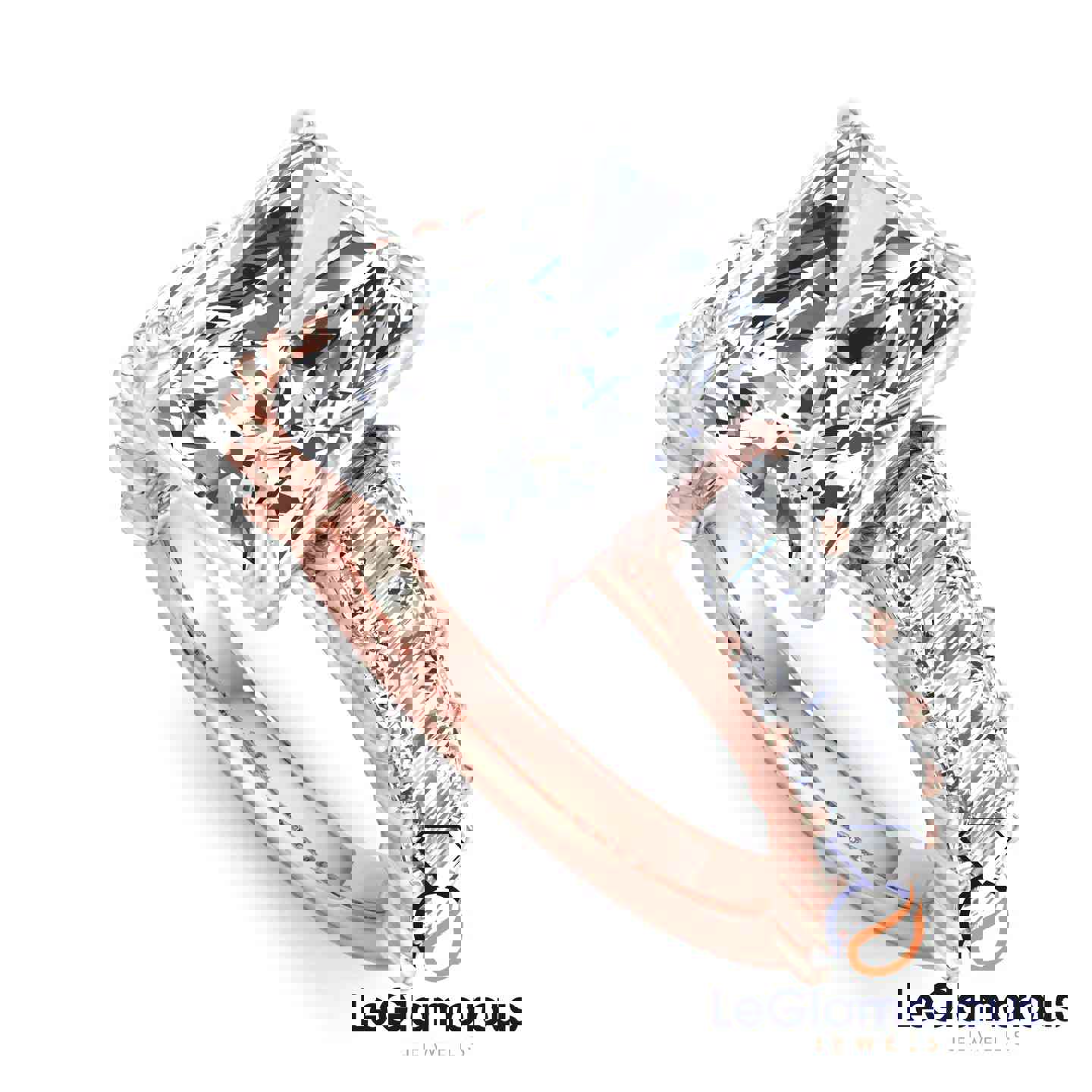 Radiant Cut Lab Grown Diamond Pave Engagement Ring - IGI Certified